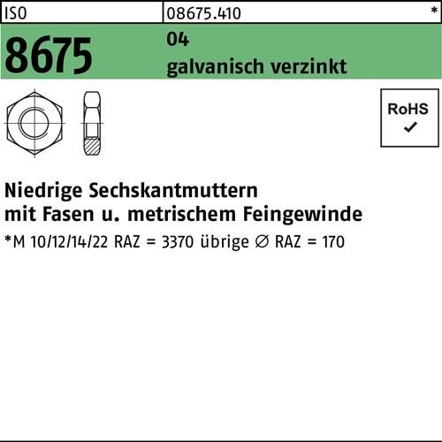 50 Stk. Sechskantmutter ISO 8675 Fasen M35x1,5 Automatenstahl galv.verz. 50St. 50 Stk. Sechskantmutter ISO 8675 Fasen M35x1,5 Automatenstahl galv.verz. 50St. von Noname