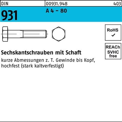 50 Stk. Sechskantschraube DIN 931 Schaft M14x 70 A 4 - 80 50 Stück Noname 50 Stk. Sechskantschraube DIN 931 Schaft M14x 70 A 4 - 80 50 Stück Noname von Noname