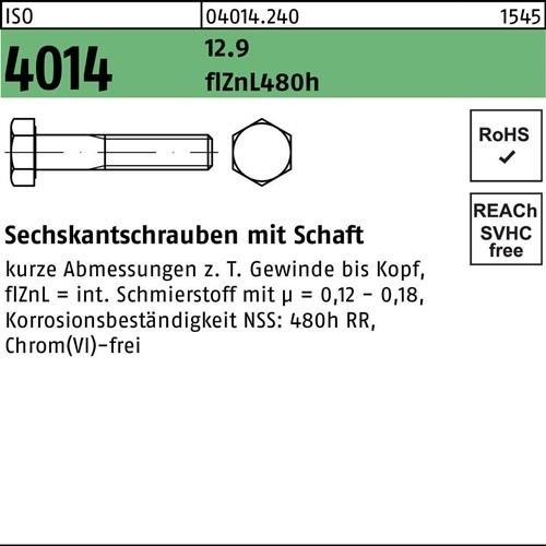 50 Stk. Sechskantschraube ISO 4014 Schaft M12x80 12.9 flZnL 480h zinklamellenb. 50 Stk. Sechskantschraube ISO 4014 Schaft M12x80 12.9 flZnL 480h zinklamellenb. von Noname