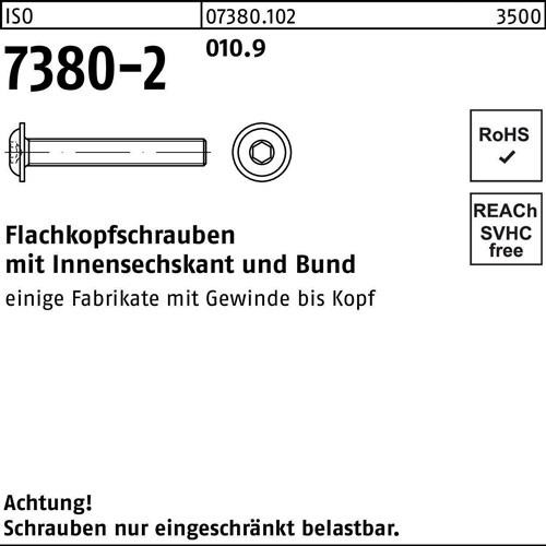 500 Stk. Flachkopfschraube ISO 7380-2 Bund/Innen-6kt M4x 25 010.9 500 Stück 500 Stk. Flachkopfschraube ISO 7380-2 Bund/Innen-6kt M4x 25 010.9 500 Stück von Noname