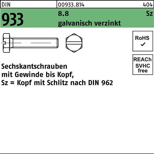 500 Stk. Sechskantschraube DIN 933 VG/Schlitz M6x 16 8.8 galv.verz. 500 Stück 500 Stk. Sechskantschraube DIN 933 VG/Schlitz M6x 16 8.8 galv.verz. 500 Stück von Noname