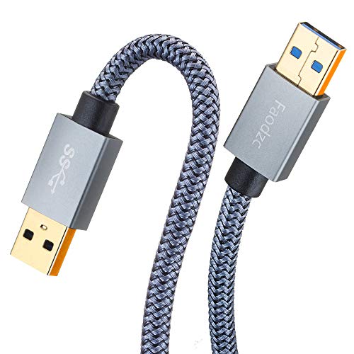 Faodzc USB 3.0 A Stecker auf A Stecker, USB 3.0 auf USB 3.0 Kabel, Nylongeflecht, USB-Stecker auf Stecker, Doppelend-Kabel, kompatibel mit Festplattengehäuse, DVD-Player, Laptop, cool, 5 m von None/Brand