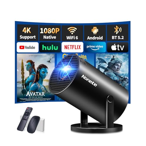 Mini Beamer 4K Projektor Full HD 1080P mit WiFi 6 und Bluetooth 5.2, Android Tragbarer Projektor 270° Dreh mit Automatische Trapezkorrektur für PC/HDMI/USB,mit Maus und Fernbedienung, Schwarz Mini Beamer 4K Projektor Full HD 1080P mit WiFi 6 und Bluetooth 5.2, Android Tragbarer Projektor 270° Dreh mit Automatische Trapezkorrektur für PC/HDMI/USB,mit Maus und Fernbedienung, Schwarz von Nonete