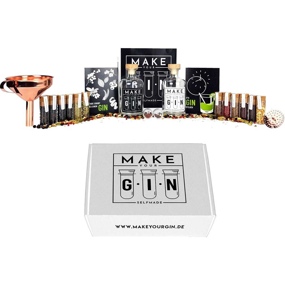 Make Your Gin Geschenkset Weiß (12 Botanicals Safran Bar Trichter Anleitung mit Rezept) von MixCompany