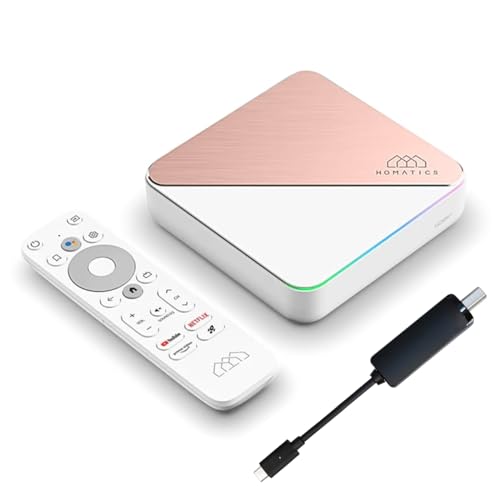 Nonic [Test SEHR GUT *] Homatics Box R 4K Plus Android TV Box + DVB-S2X Tuner - Smart TV Receiver, Google Zertifiziert, Dolby Atmos, Netflix 4K, Prime Video 4K, Disney+ 4K, Dual WiFi 6 HDMI Kabel von Nonic