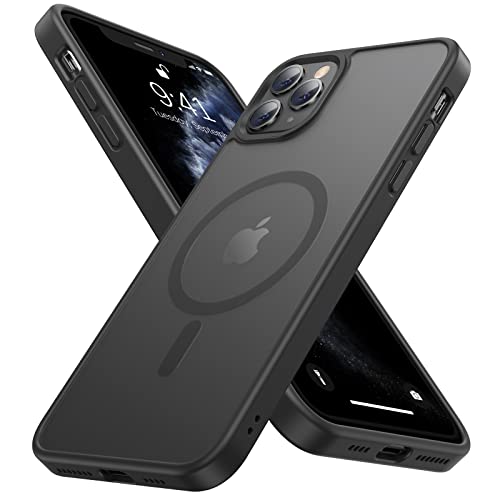 Noonin Starke magnetische Schutzhülle für iPhone 11 Pro Max, [kompatibel mit MagSafe] schützende, stoßfeste Schutzhülle für iPhone 11 Pro Max 6,5 Zoll (16,5 cm) (schwarz) von Noonin