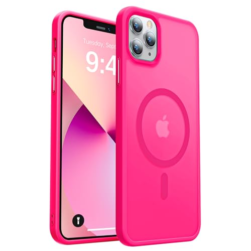 Starke magnetische Schutzhülle für iPhone 11 Pro Max, [kompatibel mit MagSafe] Schützende, stoßfeste Schutzhülle für iPhone 11 Pro Max 6,5 Zoll (16,5 cm) (Hot Pink) von Noonin