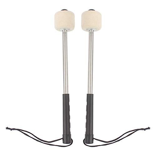 Bass Drum Mallet Weiß Filzkopf Percussion Schlegel Pauken Sticks mit Edelstahlgriff Wollfilz Kopf für Blaskapelle Bass Drum Skid Resistance von NorCWulT