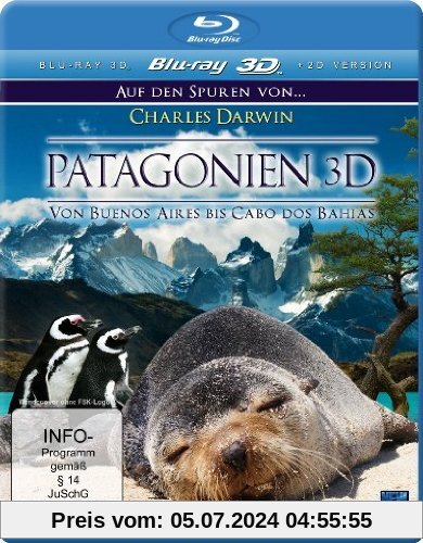 Patagonien 3D - Auf den Spuren von Charles Darwin: Von Buenos Aires bis Cabo dos Bahias (inkl. 2D Version) [3D Blu-ray] von Norbert Vander