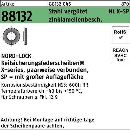 100 Stk. Nord-lock Unterlegscheibe R 88132 NLX 16 SP Sta vergütet 100 Stk. Nord-lock Unterlegscheibe R 88132 NLX 16 SP Sta vergütet von Nord-lock