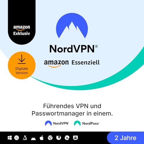 NordVPN Amazon Essenziell, 10 Geräte, 2 Jahre, VPN & Passwort-Manager, Digital-Code von NordVPN