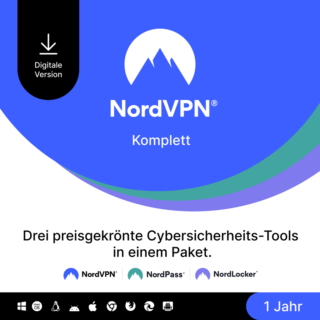 NordVPN Komplett – 1 Jahr Cybersicherheit VPN, PW, Cloud [1 Jahr] von NordVPN