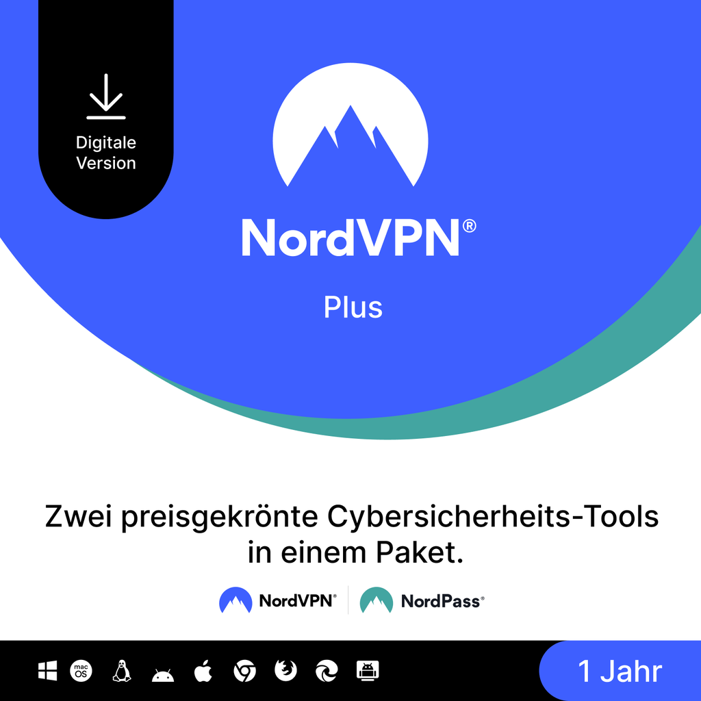 NordVPN Plus – 1 Jahr Cybersicherheit (VPN + PW Manager) [1 Jahr] von NordVPN