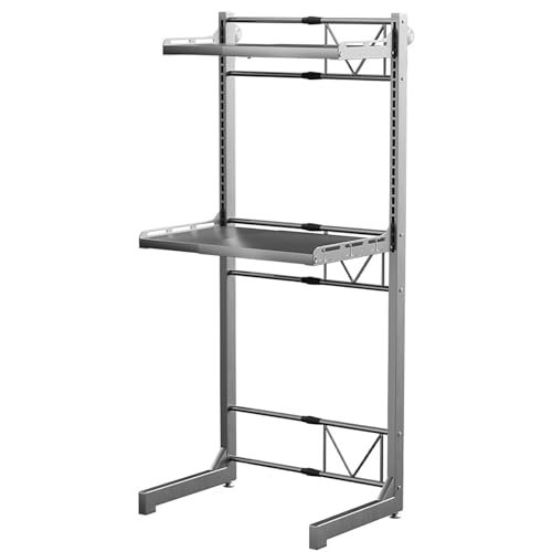 Nordivo Waschmaschinenregal, 2-stöckig, Verstellbar, Höhenverstellbar, Platzsparend, Überbau für Waschmaschine oder Trockner, Minimalistisch, Stahlrahmen, 40 x 116 cm (15.7 x 63.3 Zoll), Grau von Nordivo