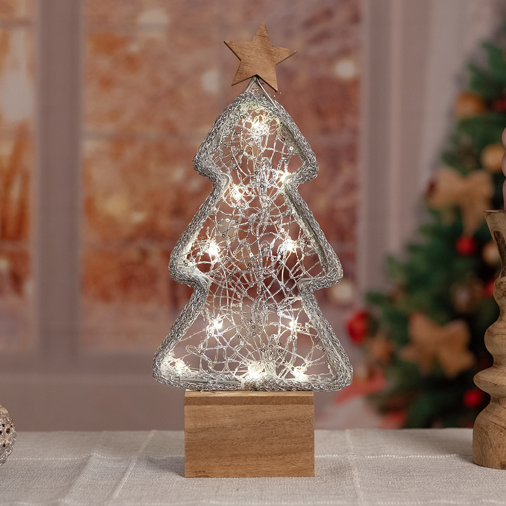 LED Deko Tischleuchte, Weihnachtsbaum, silber, H 36 cm, THEA von Nordlux GmbH