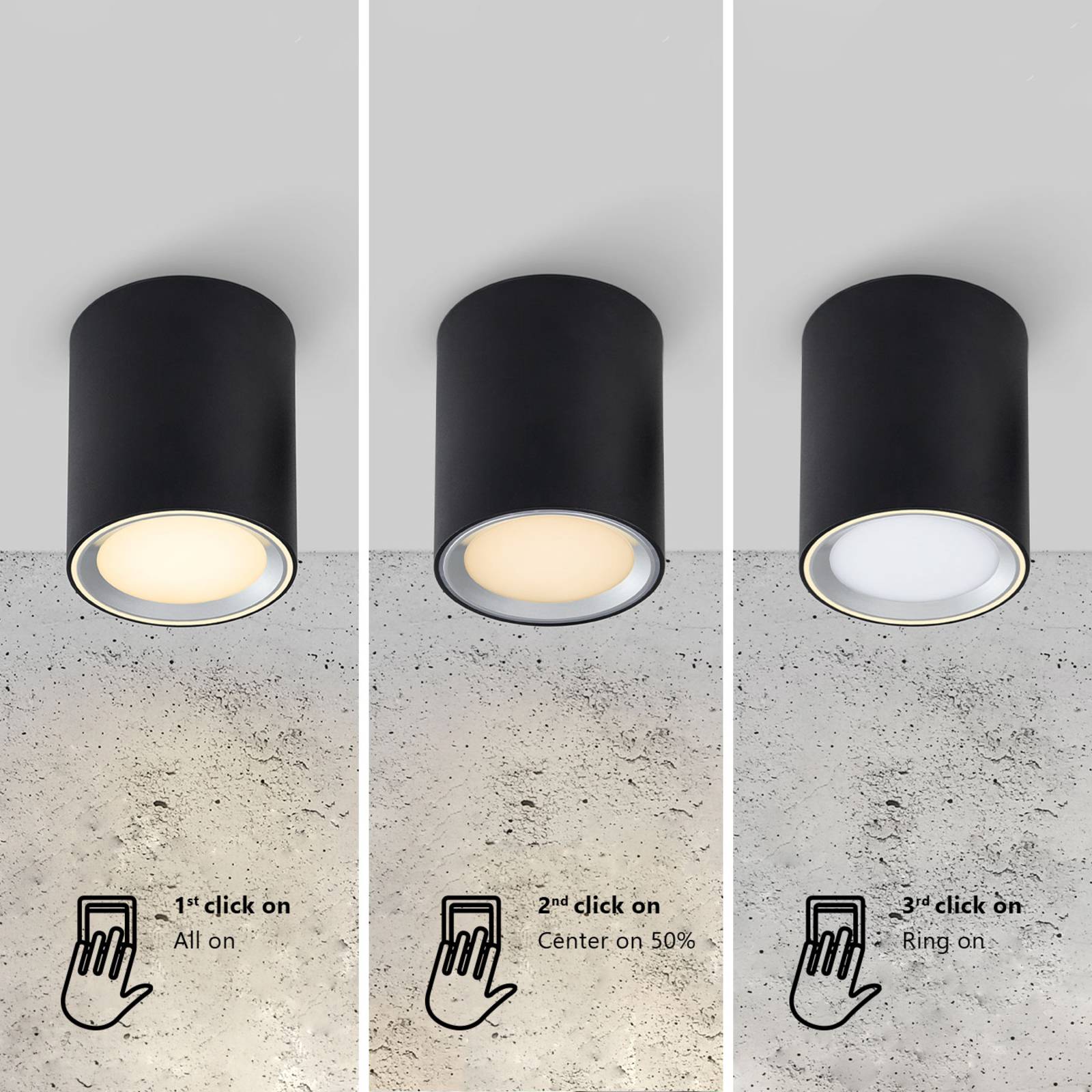 LED-Downlight Fallon long 3-Step-dim schwarz/stahl LED-Downlight Fallon long 3-Step-dim schwarz/stahl von Nordlux