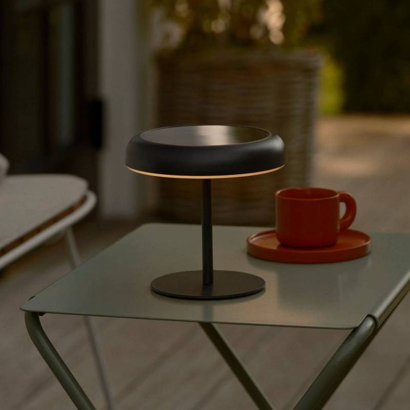 LED-Solar-Akku-Tischleuchte Elmer, schwarz, Metall, IP44 von Nordlux