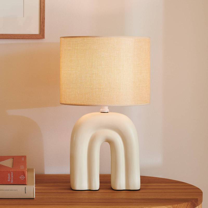 Tischleuchte Haze, Keramik, Leuchtenschirm Textil, beige von Nordlux
