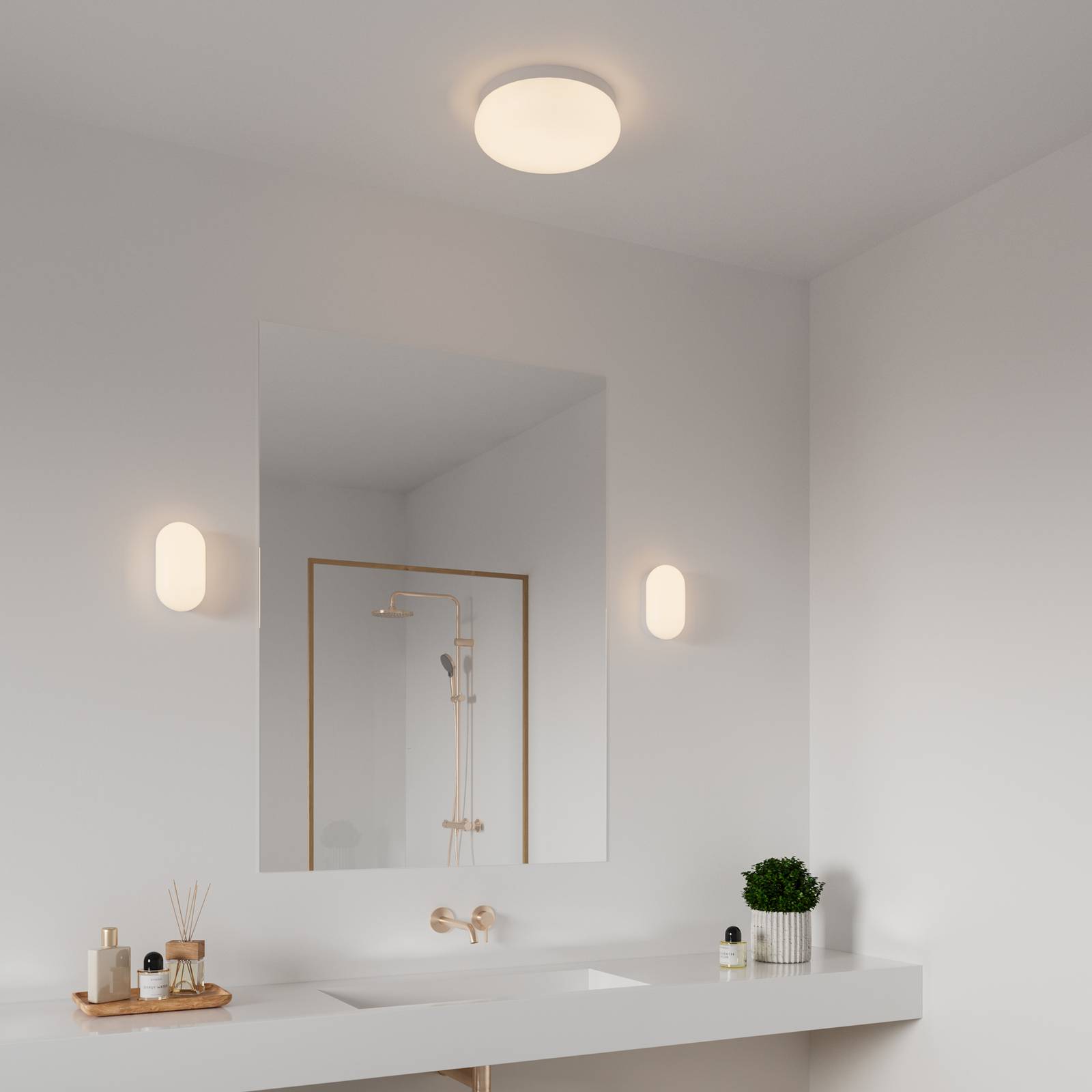 Wandleuchte Foam in ovaler Form mit IP44, weiß Wandleuchte Foam in ovaler Form mit IP44, weiß von Nordlux