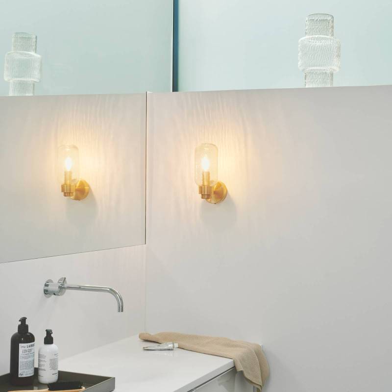 Wandleuchte Tutan, Metall, Glas, E14, IP44, messingfarben von Nordlux