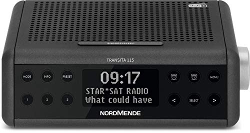 Nordmende Transita 115 – Digital-Radiowecker (DAB+/UKW Uhrenradio mit doppeltem Alarm, Sleep Timer, Snooze-Funktion, dimmbares OLED-Display mit Uhrzeit- und Infoanzeige, 3 Watt) anthrazit von Nordmende