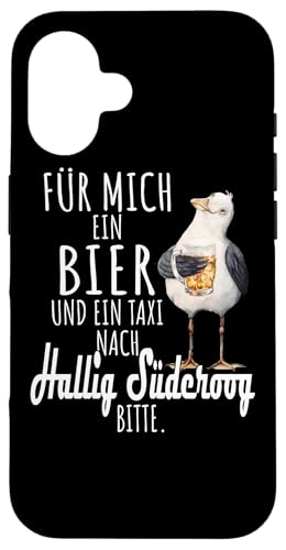 Ein Bier und ein Taxi nach Hallig Süderoog Nordsee Möwe Hülle für iPhone 16 Ein Bier und ein Taxi nach Hallig Süderoog Nordsee Möwe Hülle für iPhone 16 von Nordsee T-Shirt Küstenkind Ostfriesland Meerweh