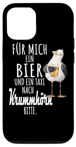 Ein Bier und ein Taxi nach Krummhörn Nordsee Shirt Möwe Hülle für iPhone 12/12 Pro von Nordsee T-Shirt Küstenkind Ostfriesland Meerweh