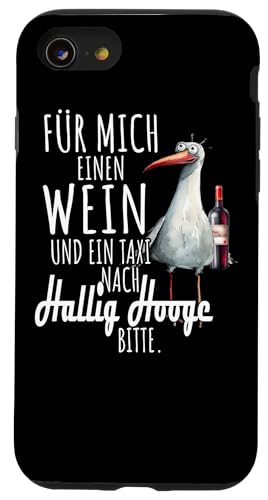 Ein Wein und ein Taxi nach Hallig Hooge Nordsee Shirt Möwe Hülle für iPhone SE (2020) / 7 / 8 von Nordsee T-Shirt Küstenkind Wattenmeer Meerweh Wein