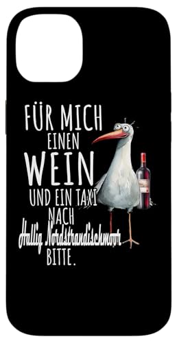Ein Wein und ein Taxi nach Hallig Nordstrandischmoor Möwe Hülle für iPhone 14 Plus Ein Wein und ein Taxi nach Hallig Nordstrandischmoor Möwe Hülle für iPhone 14 Plus von Nordsee T-Shirt Küstenkind Wattenmeer Meerweh Wein