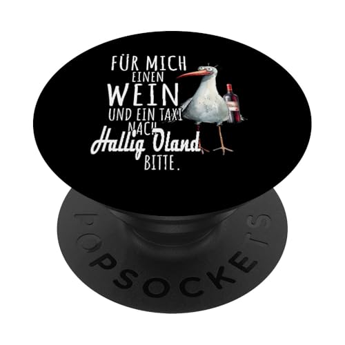 Ein Wein und ein Taxi nach Hallig Oland Nordsee Shirt Möwe PopSockets Klebender PopGrip Ein Wein und ein Taxi nach Hallig Oland Nordsee Shirt Möwe PopSockets Klebender PopGrip von Nordsee T-Shirt Küstenkind Wattenmeer Meerweh Wein