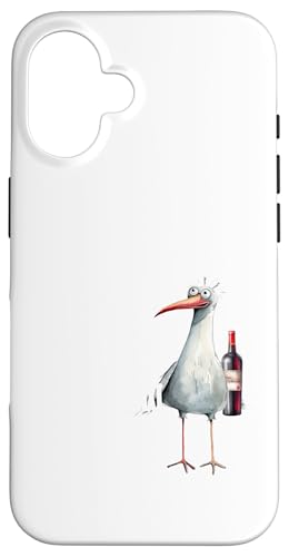Ein Wein und ein Taxi nach Halligen Nordsee Shirt Möwe Hülle für iPhone 16 Ein Wein und ein Taxi nach Halligen Nordsee Shirt Möwe Hülle für iPhone 16 von Nordsee T-Shirt Küstenkind Wattenmeer Meerweh Wein