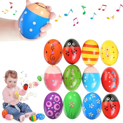 Norhogo 12 Stück Holz Eier Maracas Eier Shaker Set, Osterei Maracas, Percussion Musical Easter Maracas Egg Shakers, rasseleier baby, eier rasseln, musikeier baby für Babys und Kleinkinder Spielgeräte Norhogo 12 Stück Holz Eier Maracas Eier Shaker Set, Osterei Maracas, Percussion Musical Easter Maracas Egg Shakers, rasseleier baby, eier rasseln, musikeier baby für Babys und Kleinkinder Spielgeräte von Norhogo