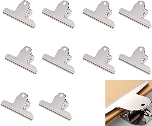 Norhogo 4 Zoll große Bulldogge Clip, 10 Stücke Silber Edelstahl Metall-Scharnier-Clips Datei Geld Binder Clips für Home Büromöbel Bilder Fotos Bürobedarf (10cm) von Norhogo