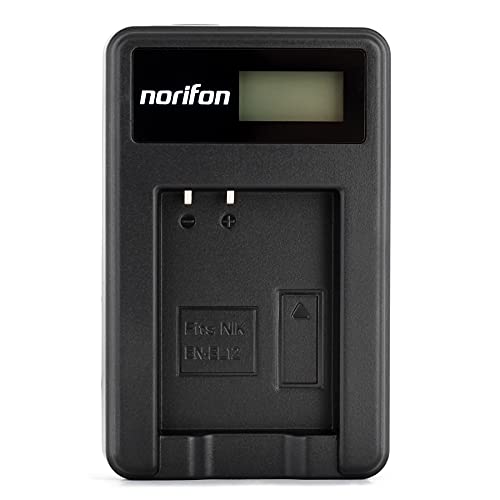 EN-EL12 LCD USB Ladegerät für Nikon Coolpix AW130, AW100, AW120, AW110, S6200, S6300, S8100, S8200, S9100, S9300, S9500, S9900 Kamera und Mehr von Norifon
