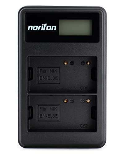 EN-EL3 Zweikanal LCD USB Ladegerät für Nikon D100, D100 SLR, D200, D300, D300s, D50, D70, D70s, D80, D90, DSLR D700 Kamera und Mehr von Norifon