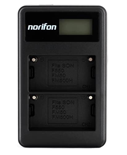 NP-FM50 Zweikanal LCD USB Ladegerät für Sony CCD-TRV308, CCD-TRV138, CCD-TRV328, DSLR-A350, DSLR-A100, DSLR-A200, DSR-PD170, DSR-PD150, HVR-Z5U, HVR-Z1U, MVC-CD400 Kamera und Mehr von Norifon