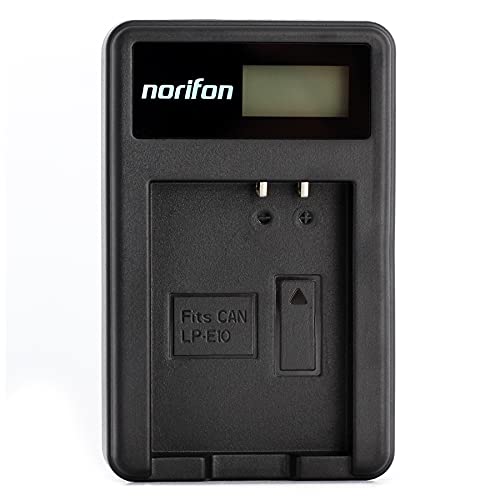 Norifon LP-E10 LCD USB Ladegerät für Canon EOS 1100D, 1200D, Kiss X50, Rebel T3 Kamera und Mehr, LP-E10-L von Norifon