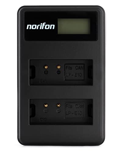 Norifon LP-E10 Zweikanal LCD USB Ladegerät für Canon EOS 1100D, EOS 1200D, EOS Kiss X50, EOS Rebel T3 Kamera und Mehr von Norifon