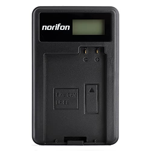 Norifon LP-E8-L LCD USB Ladegerät für Canon EOS 550D, 600D, 650D, 700D, Kiss X4, X5, X6i, Rebel T2i, T3i, T4i, T5i Kamera und Mehr von Norifon