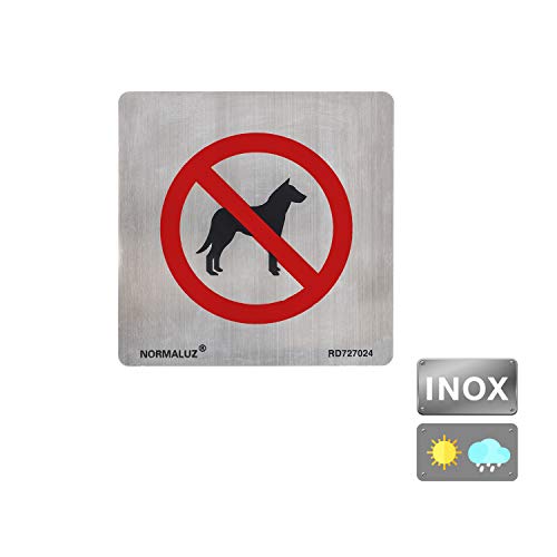 Normaluz RD727024 - Aufkleber, quadratisch, verboten, für Hunde, Edelstahl, selbstklebend, 0,8 mm, 12 x 12 cm von Normaluz