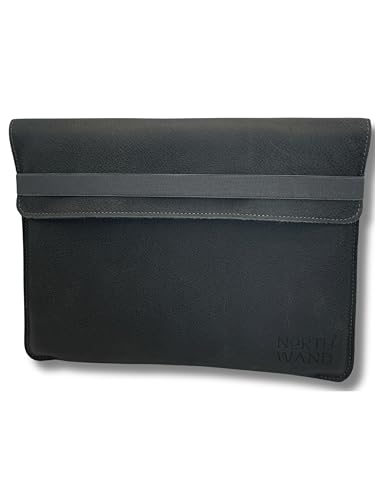 NorthWand Tasche für alle iPad Pro 12.9 Zoll (6.Gen) Hülle Case ohne/mit Apple Smart Folio oder Keyboard. Pflanzlich gegerbtes Leder mit Signet-Prägung. Handgefertigt in Deutschland. Farbe Schwarz von NorthWand