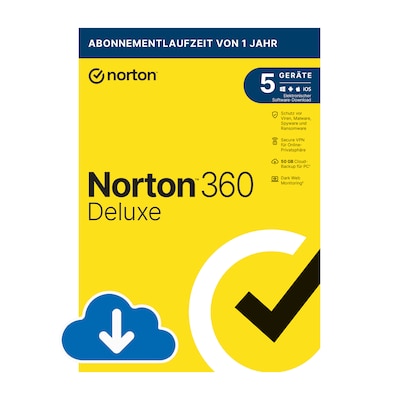 Norton 360 Deluxe | 50GB | 5 Geräte | Download & Produktschlüssel von NortonLifeLock Ireland Limited