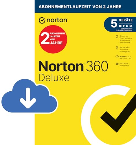 NORTON 360 Deluxe 2024 │ 5 Gerät │ 1 Benutzer │ 2 Jahre │ Aktivierungscode per Email von Norton