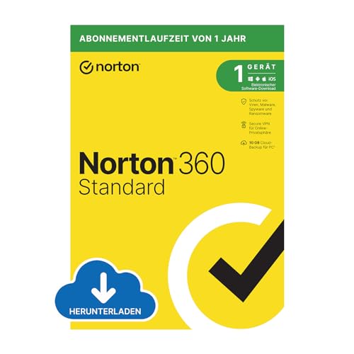 NORTON 360 | Standard | 1 Gerät | 12 Monate | PC/Mac | Aktivierungscode per Email von Norton