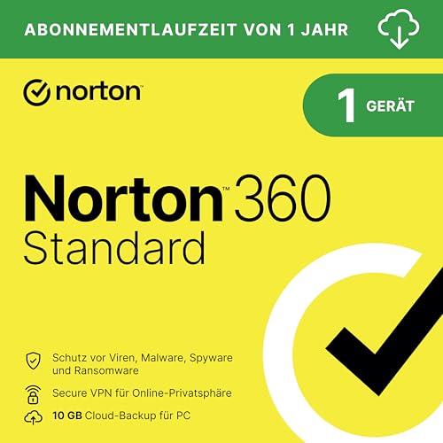 Norton 360 Standard 2025 | 1 Gerät | 1 Jahr | Aktivierungscode per Email von Norton