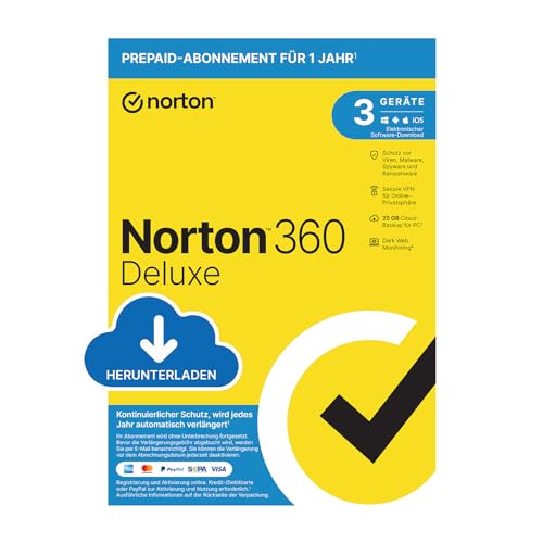 Norton 360 Deluxe 2024 | 3 Geräte | Antivirus | Secure VPN | Passwort-Manager | 1-Jahres-Abonnement mit Verlängerung | PC/Mac/Android/iOS | Aktivierungscode per Email von Norton