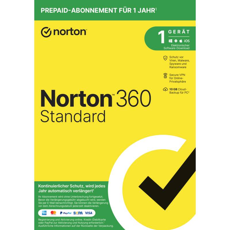 Norton 360 Standard [1 Gerät - 1 Jahr - 10GB] von Norton