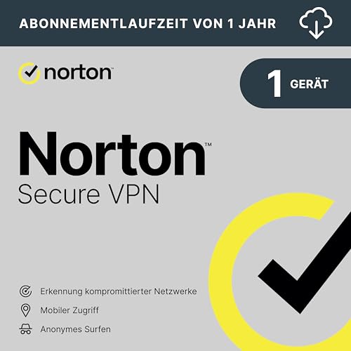 Norton Secure VPN 2021 | 1 Gerät | 1 Jahr | PC/Mac/Android | Aktivierungscode per Email von Norton