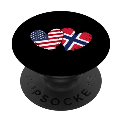 Amerika Norwegen Flagge Herzen American Norwegian Heritage PopSockets Klebender PopGrip Amerika Norwegen Flagge Herzen American Norwegian Heritage PopSockets Klebender PopGrip von Norway Flag Design Norwegian Roots Pride