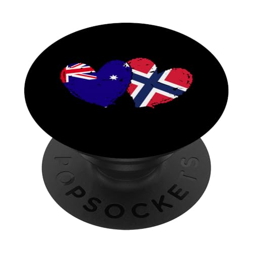 Australien Norwegen Flagge Herzen Australian Norwegian Heritage PopSockets Klebender PopGrip Australien Norwegen Flagge Herzen Australian Norwegian Heritage PopSockets Klebender PopGrip von Norway Flag Design Norwegian Roots Pride